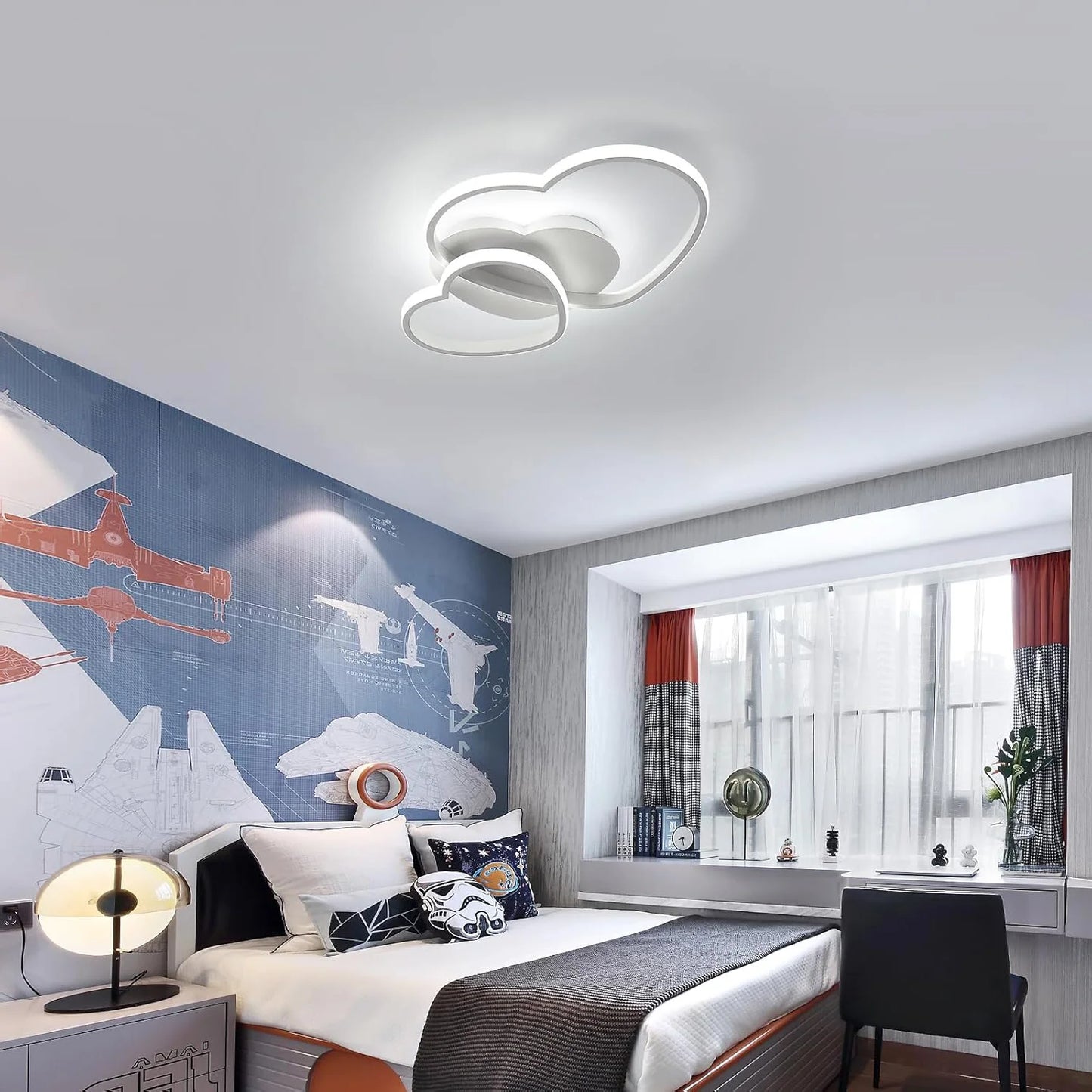 Dimmable LED Ceiling Light,64W Heart Ceiling Lamp 3000K/4500K/6500K,Chandelier White with Remote Control for Children's Room